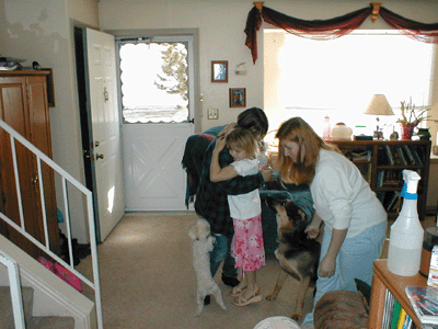 Amanda giving her Aunt a big hug on April 9, 2002